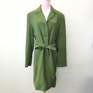 Blacker By Stanley Blacker Long Sleeve Olive Green Belted Trench Coat Womens 10